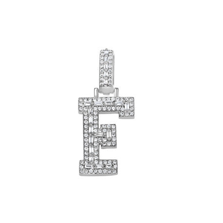 925 Sterling Silver Cz Initial Letter Pendant "F"