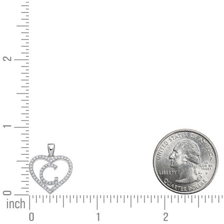 925 Sterling Silver Cz Initial Letter Pendant "G"