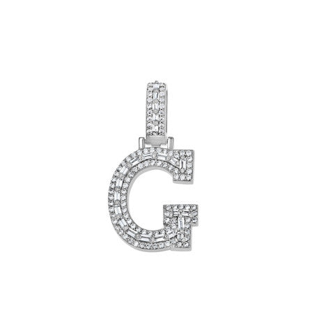 925 Sterling Silver Cz Initial Letter Pendant "G"
