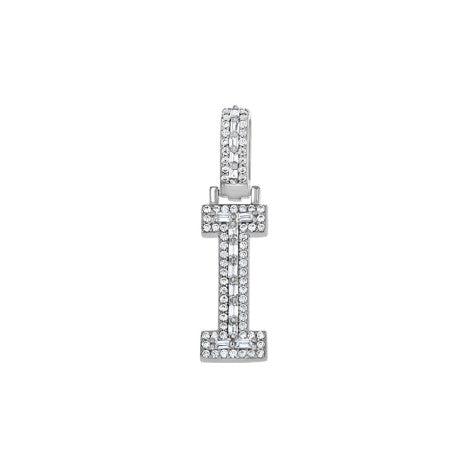 925 Sterling Silver Cz Initial Letter Pendant "I"