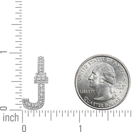 925 Sterling Silver Cz Initial Letter Pendant "J"
