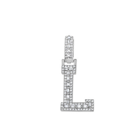 925 Sterling Silver Cz Initial Letter Pendant "L"