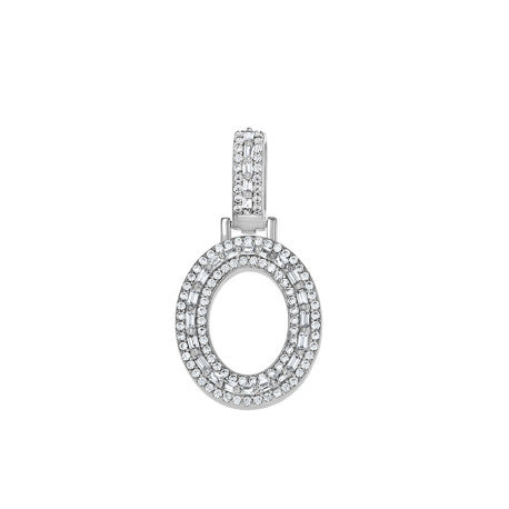 925 Sterling Silver Cz Initial Letter Pendant "O"