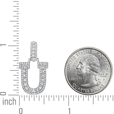 925 Sterling Silver Cz Initial Letter Pendant "U"