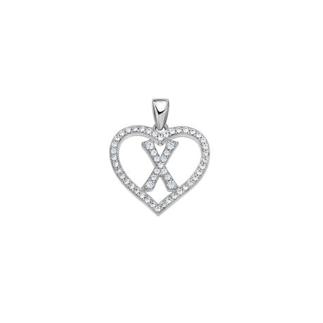 925 Sterling Silver Cz Initial Letter Pendant "X"
