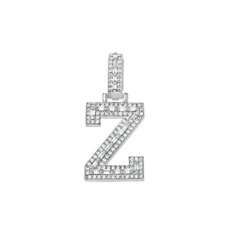 925 Sterling Silver Cz Initial Letter Pendant "Z"