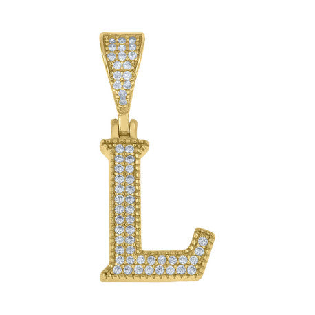 925 Sterling Silver Cz Initial "L" Pendant