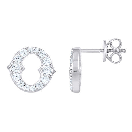 925 Sterling Silver Cz Initial "O" Earrings