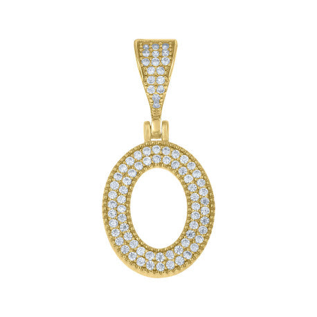 925 Sterling Silver Cz Initial "O" Pendant