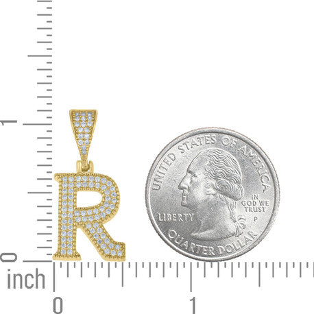 925 Sterling Silver Cz Initial "R" Pendant