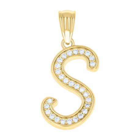 925 Sterling Silver Cz Initial "S" Pendant