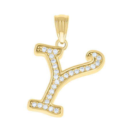 925 Sterling Silver Cz Initial "Y" Pendant