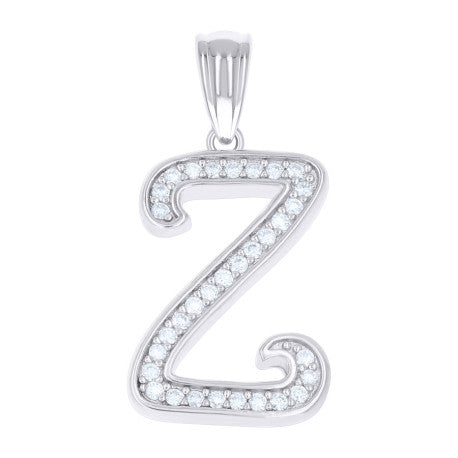 925 Sterling Silver Cz Initial "Z" Pendant