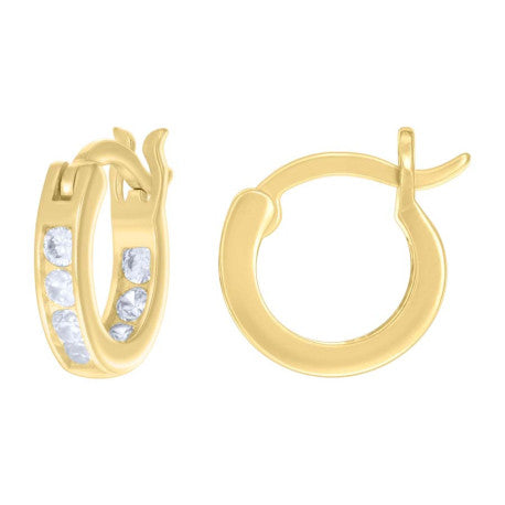 925 Sterling Silver Cz Inside-Out Hoop Earrings 3mm-12