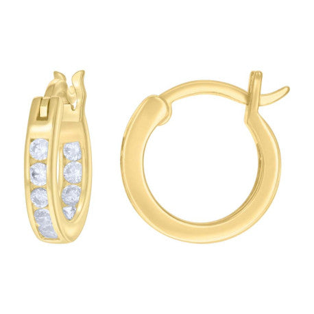 925 Sterling Silver Cz Inside-Out Hoop Earrings 3mm-14