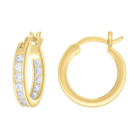 925 Sterling Silver Cz Inside-Out Hoop Earrings 3mm-16