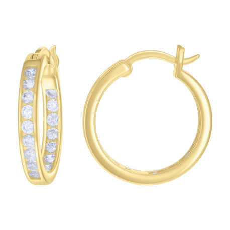 925 Sterling Silver Cz Inside-Out Hoop Earrings 3mm-20