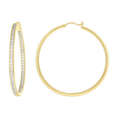 925 Sterling Silver Cz Inside-Out Hoop Earrings 3mm-52