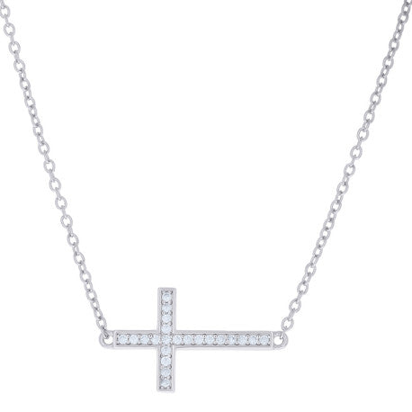 925 Sterling Silver Cz Necklace 16"+1.5"