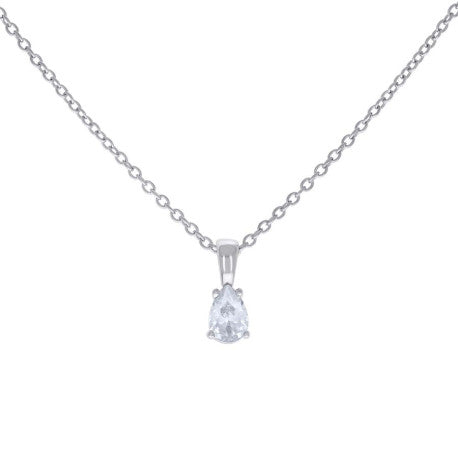 925 Sterling Silver Cz Necklace 16"+2"