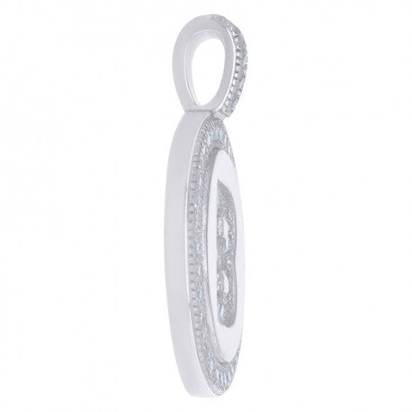 925 Sterling Silver Cz Pendant Disc Initial B