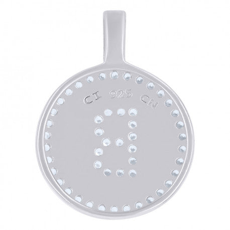 925 Sterling Silver Cz Pendant Disc Initial B