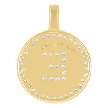 925 Sterling Silver Cz Pendant Disc Initial E