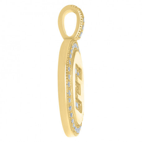 925 Sterling Silver Cz Pendant Disc Initial E