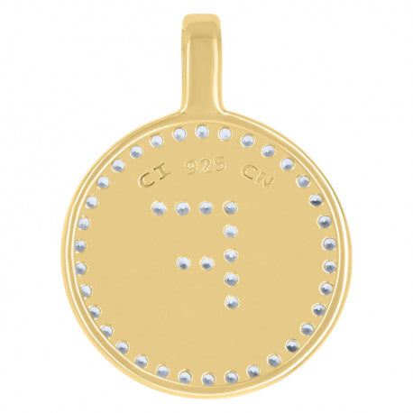 925 Sterling Silver Cz Pendant Disc Initial F