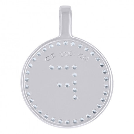 925 Sterling Silver Cz Pendant Disc Initial F