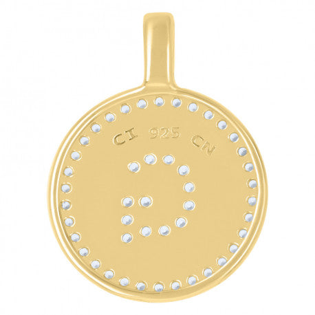 925 Sterling Silver Cz Pendant Disc Initial G