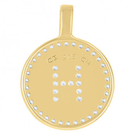 925 Sterling Silver Cz Pendant Disc Initial H