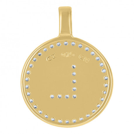 925 Sterling Silver Cz Pendant Disc Initial L