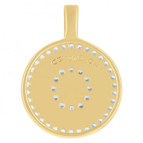 925 Sterling Silver Cz Pendant Disc Initial O