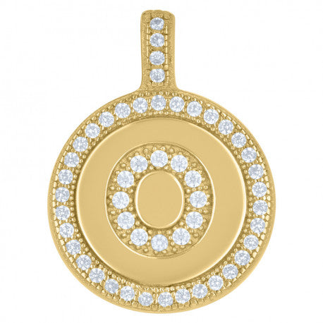 925 Sterling Silver Cz Pendant Disc Initial O
