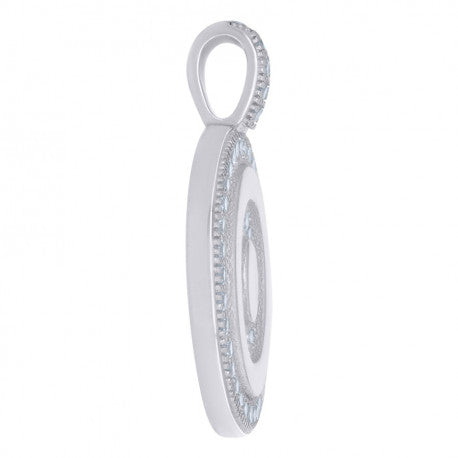 925 Sterling Silver Cz Pendant Disc Initial O