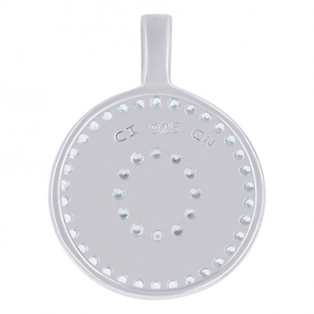 925 Sterling Silver Cz Pendant Disc Initial O