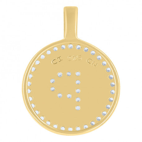 925 Sterling Silver Cz Pendant Disc Initial P