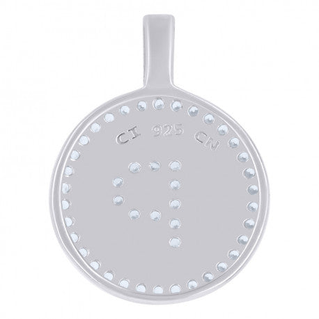 925 Sterling Silver Cz Pendant Disc Initial P