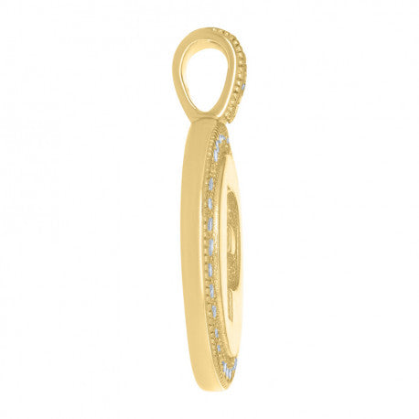 925 Sterling Silver Cz Pendant Disc Initial P
