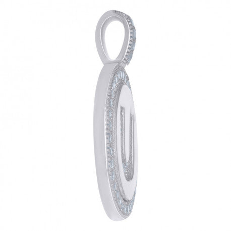 925 Sterling Silver Cz Pendant Disc Initial U