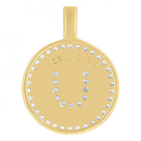 925 Sterling Silver Cz Pendant Disc Initial U