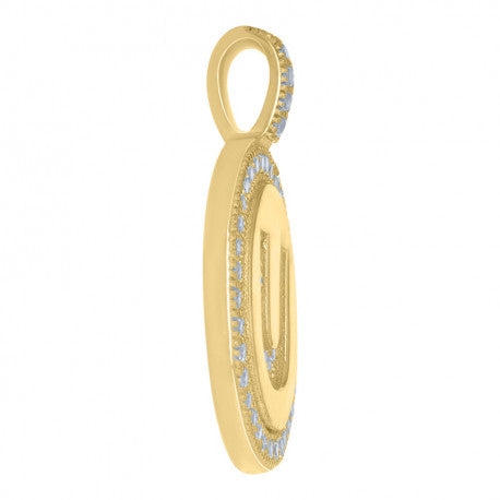 925 Sterling Silver Cz Pendant Disc Initial U
