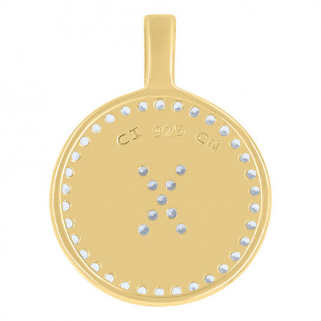 925 Sterling Silver Cz Pendant Disc Initial X