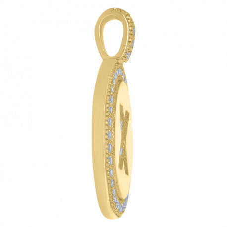 925 Sterling Silver Cz Pendant Disc Initial X