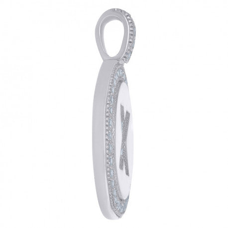 925 Sterling Silver Cz Pendant Disc Initial X