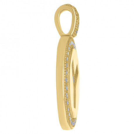 925 Sterling Silver Cz Pendant Disc Initial Y