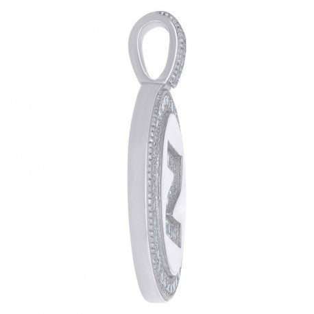 925 Sterling Silver Cz Pendant Disc Initial Z
