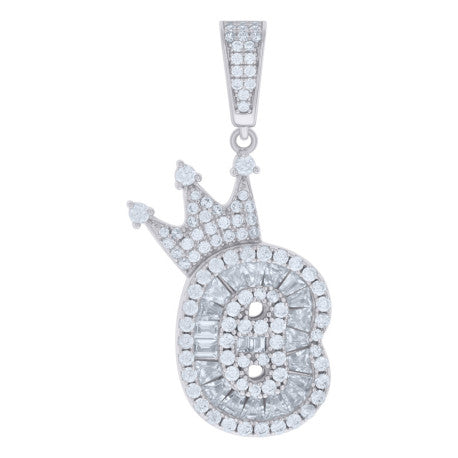 925 Sterling Silver Cz Pendant Initial B