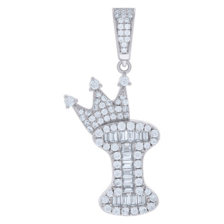 925 Sterling Silver Cz Pendant Initial I